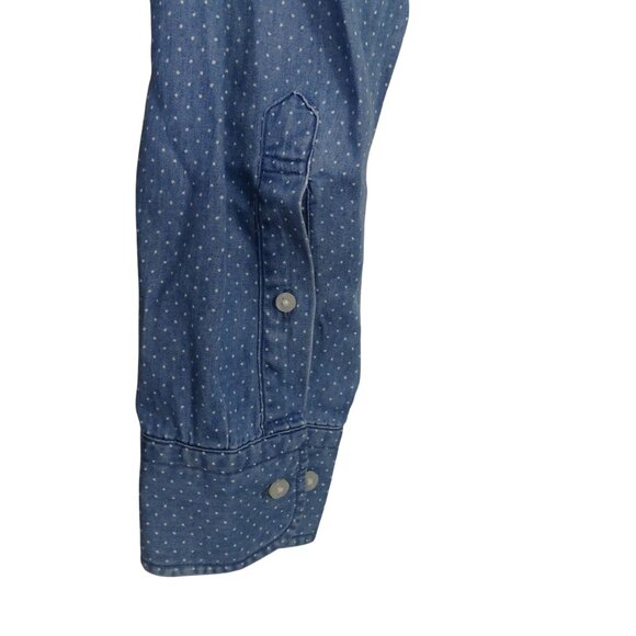 Uniqlo Blue Polka Dot Long Sleeve Button Down Collared Shirt Men Size L Chambray - Picture 4 of 12